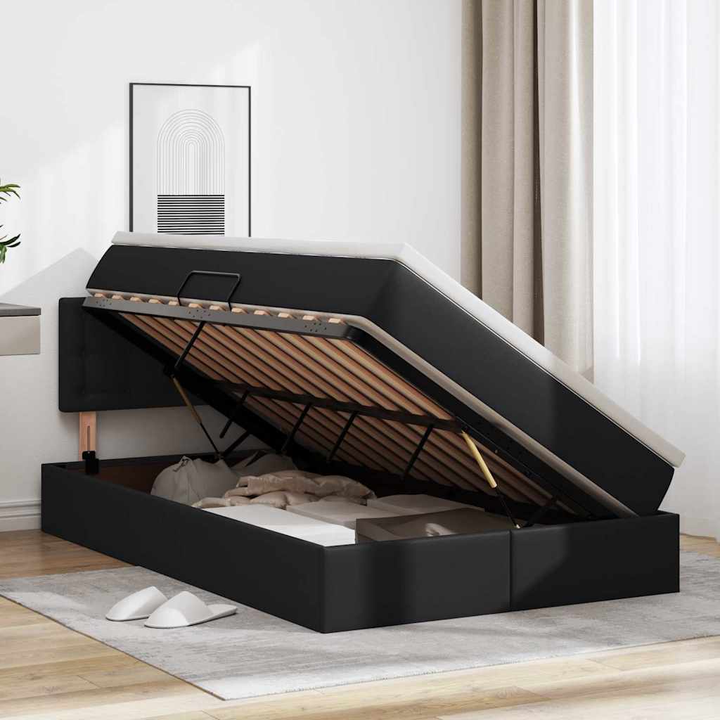 Letto con contenitore e materasso Nero 120 x 200 cm | homemem39