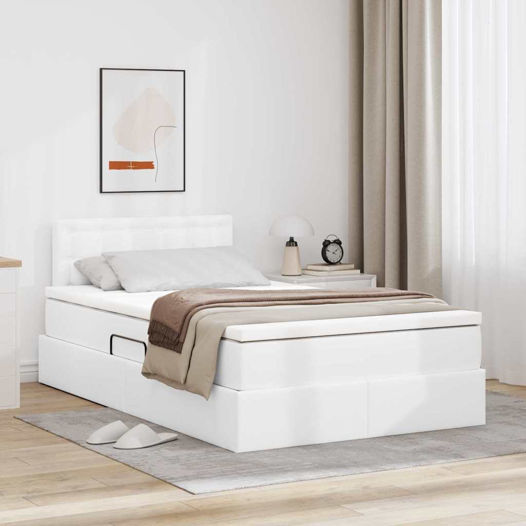 Letto con contenitore e materasso Bianco Puro 120 x 200 cm | homemem39