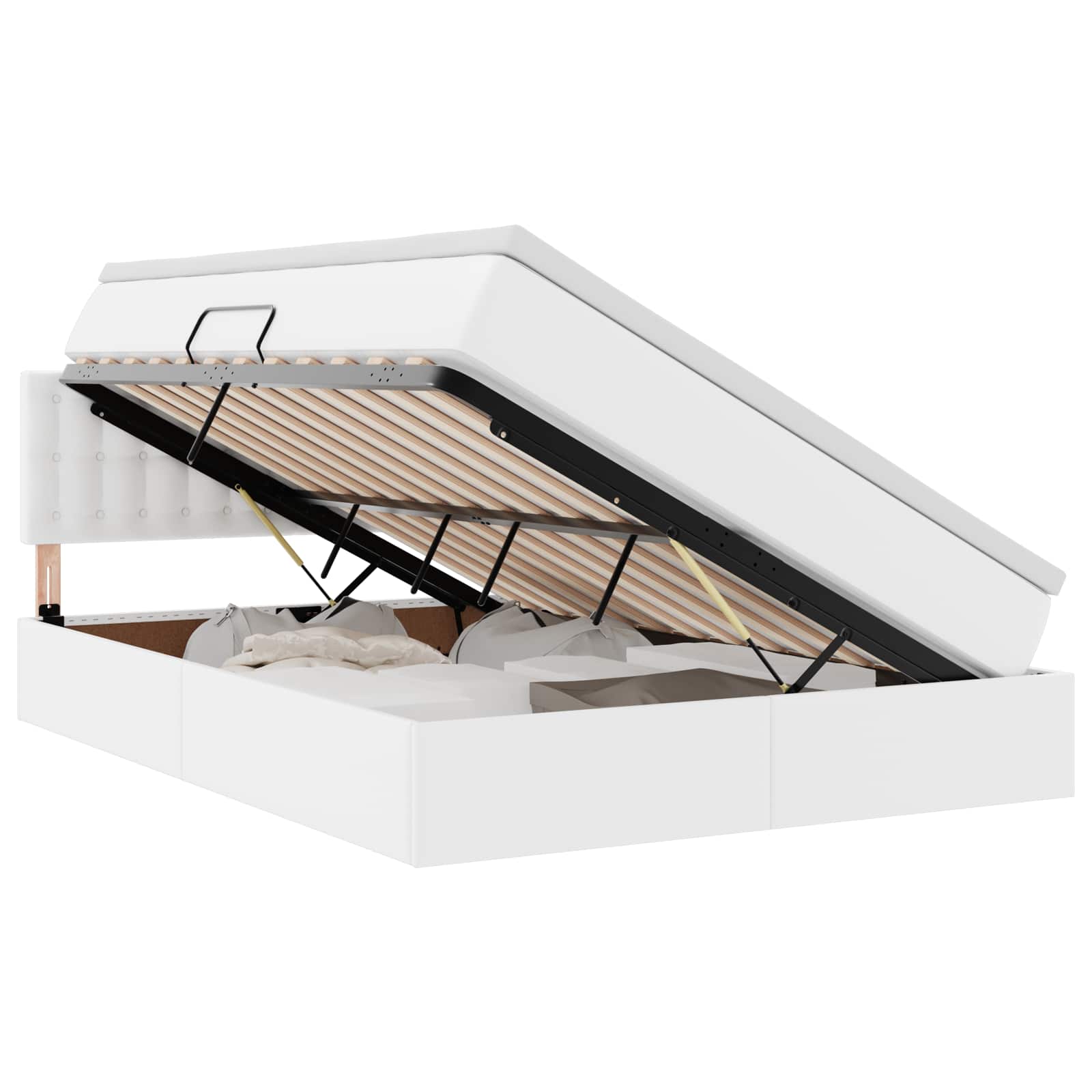 Letto con contenitore e materasso Bianco Puro 140 x 190 cm | homemem39