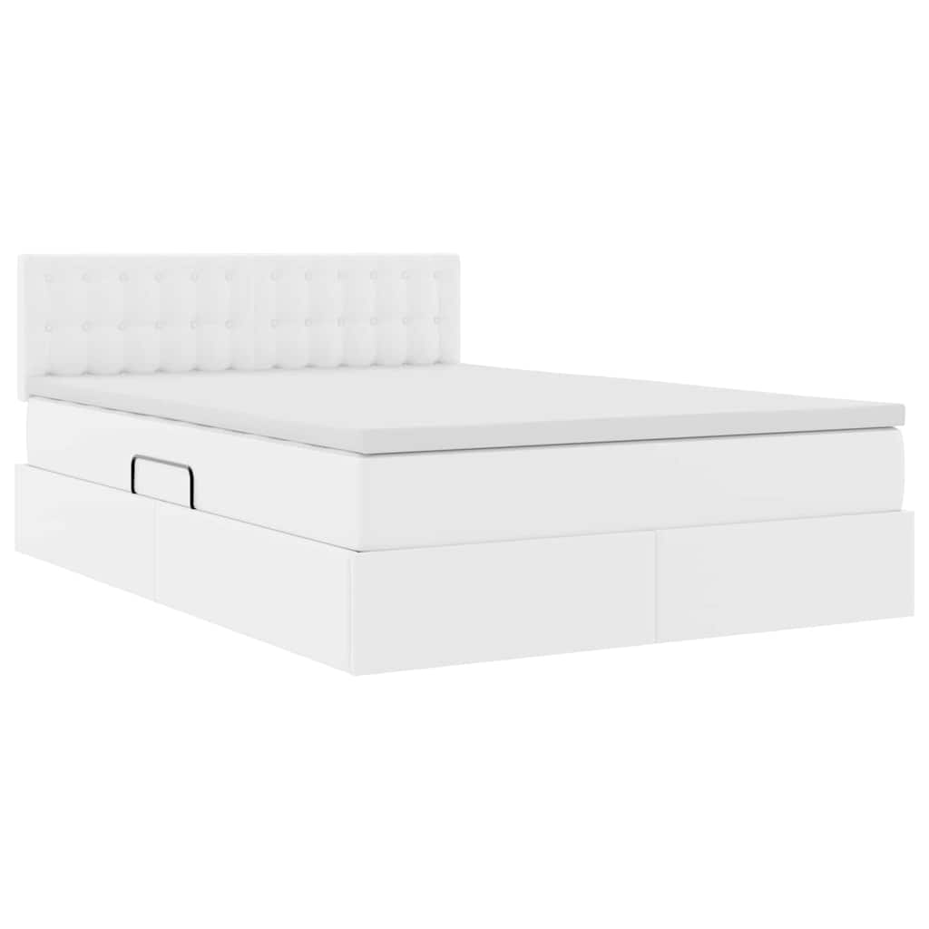 Letto con contenitore e materasso Bianco Puro 140 x 190 cm | homemem39