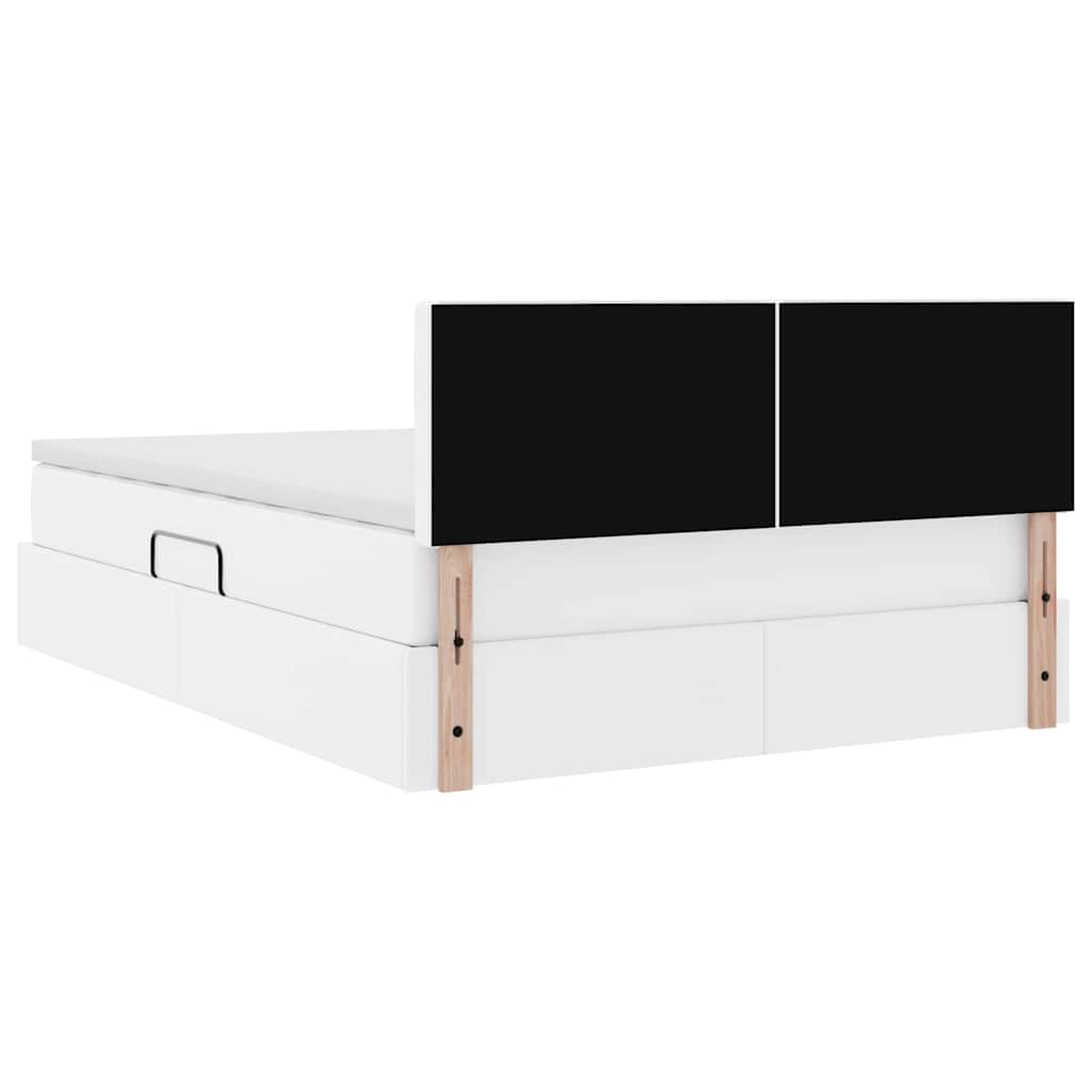 Letto con contenitore e materasso Bianco Puro 140 x 190 cm
