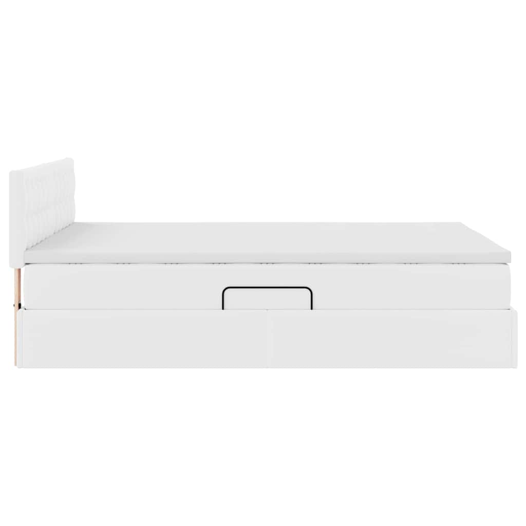 Letto con contenitore e materasso Bianco Puro 140 x 190 cm | homemem39