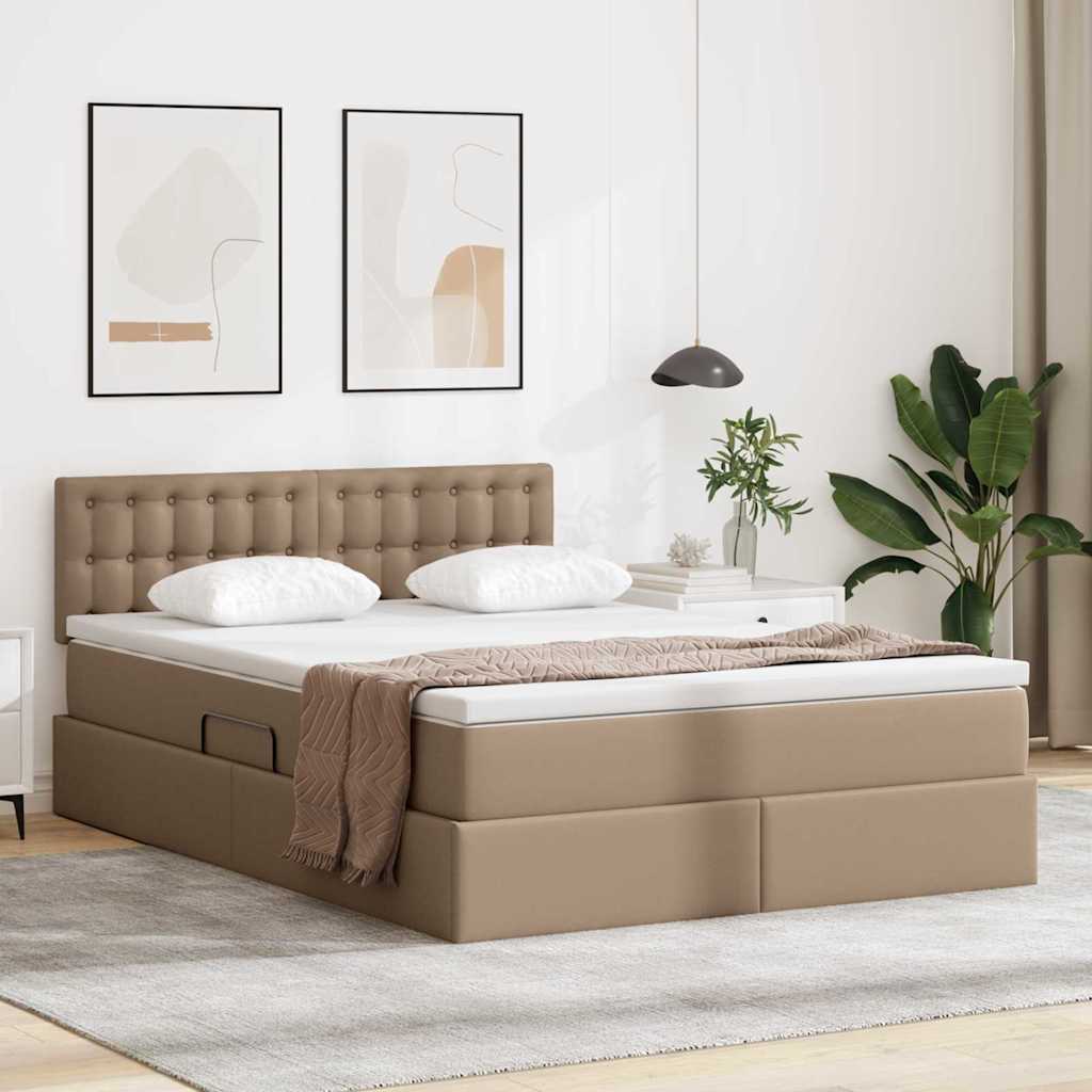 Letto con contenitore e materasso Cappuccino 140 x 190 cm | homemem39