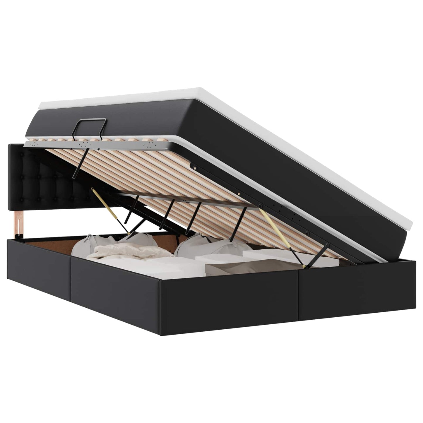 Letto con contenitore e materasso Nero 140 x 200 cm