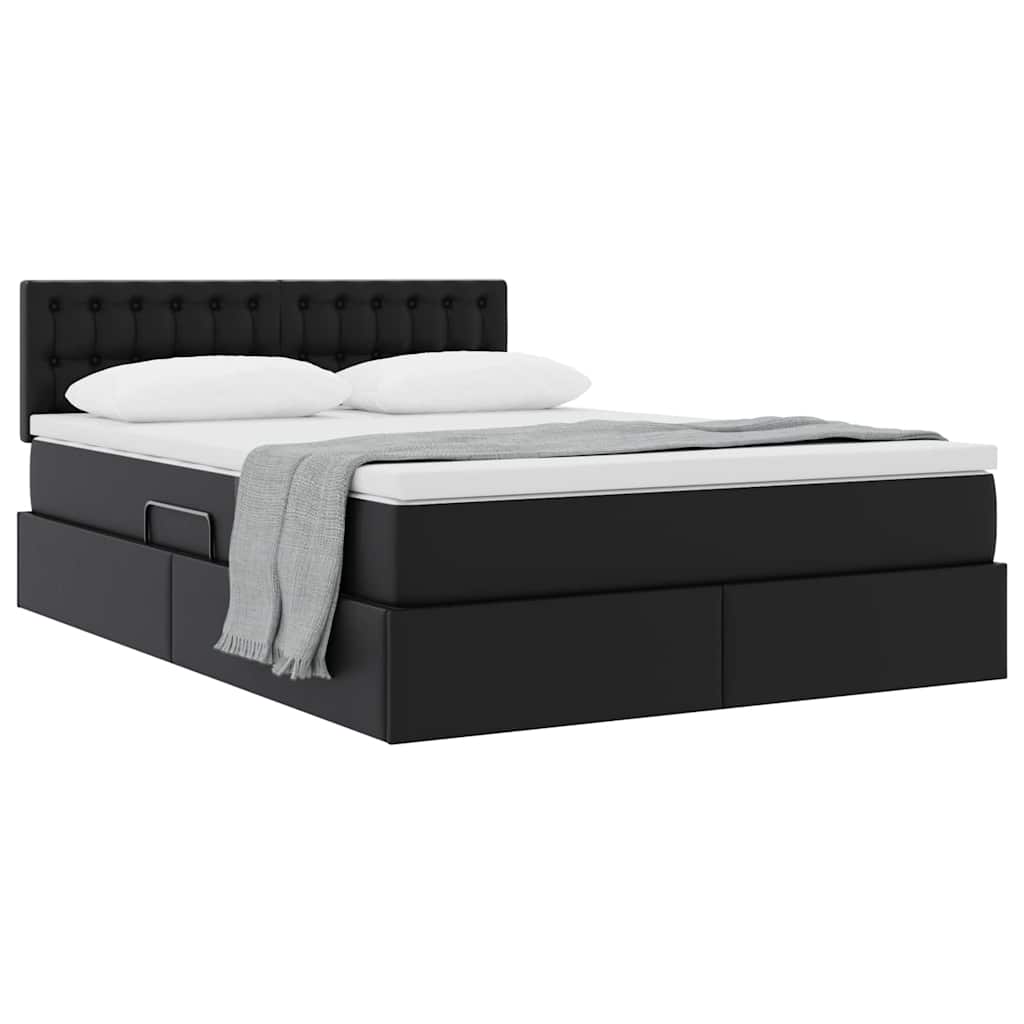 Letto con contenitore e materasso Nero 140 x 200 cm | homemem39
