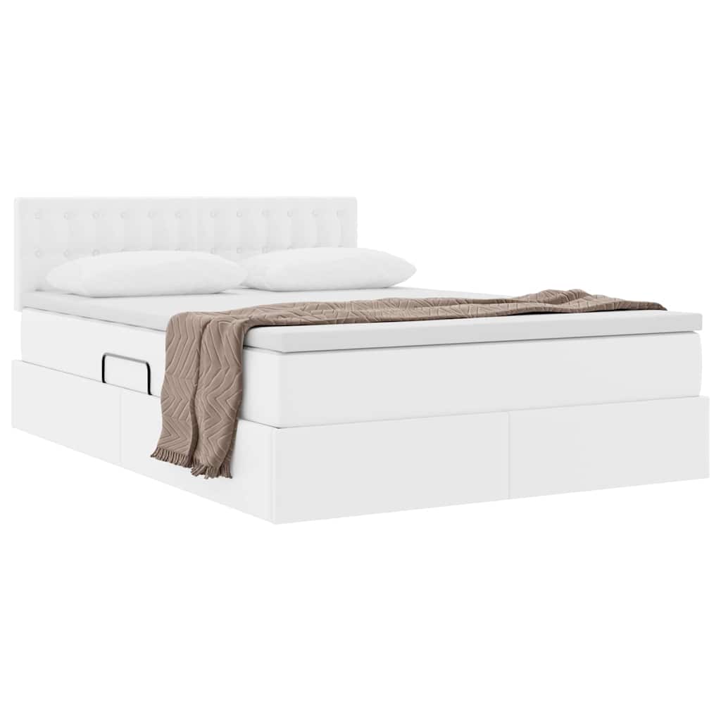 Letto con contenitore e materasso Bianco Puro 140 x 200 cm | homemem39