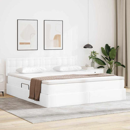 Letto con contenitore e materasso Bianco Puro 160 x 200 cm