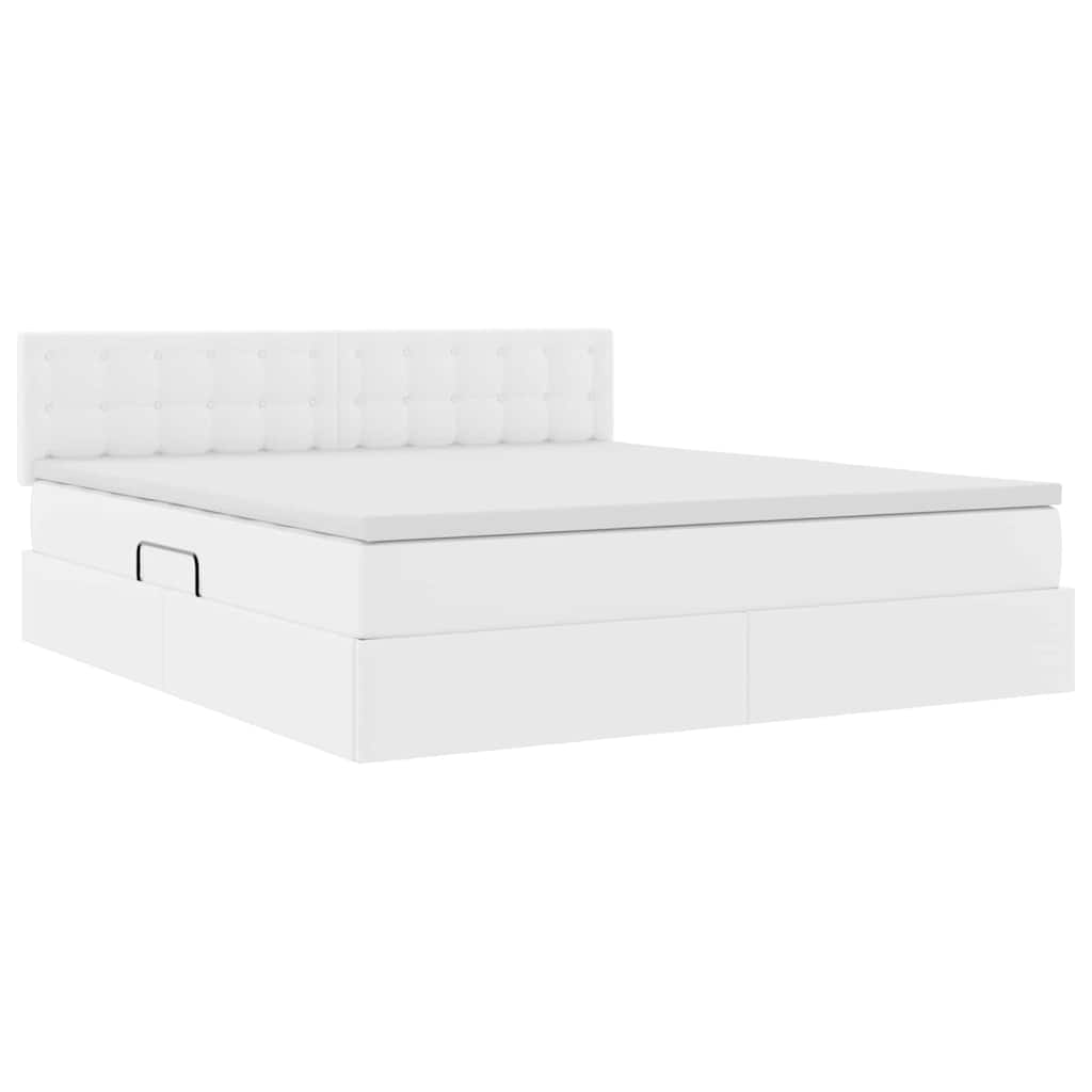 Letto con Contenitore Bianco Puro 180 x 200 cm Pelle Sintetica