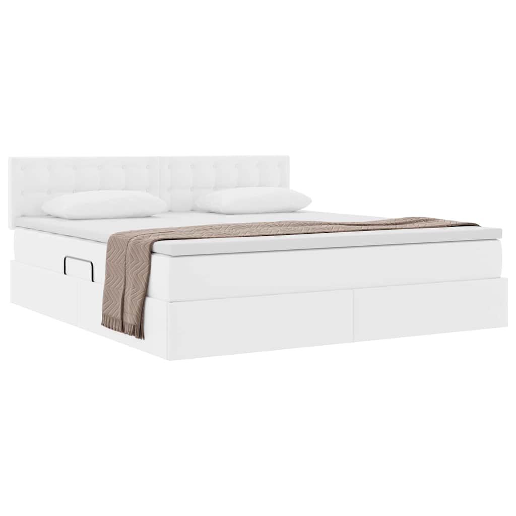 Letto con Contenitore Bianco Puro 180 x 200 cm Pelle Sintetica