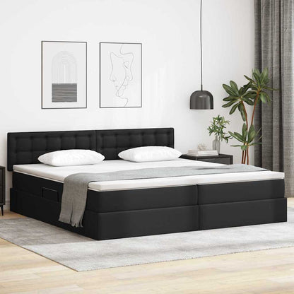Letto con contenitore e materasso Nero 200 x 200 cm | homemem39