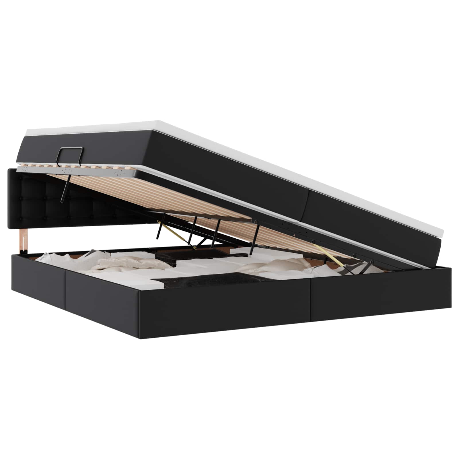 Letto con contenitore e materasso Nero 200 x 200 cm | homemem39