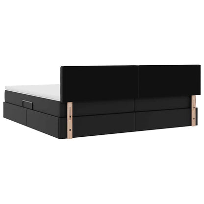 Letto con contenitore e materasso Nero 200 x 200 cm | homemem39