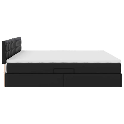 Letto con contenitore e materasso Nero 200 x 200 cm