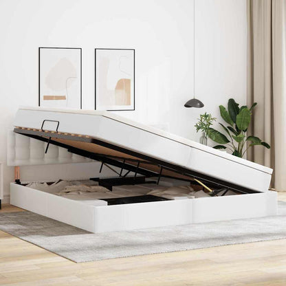 Letto con contenitore e materasso Bianco Puro 200 x 200 cm | homemem39