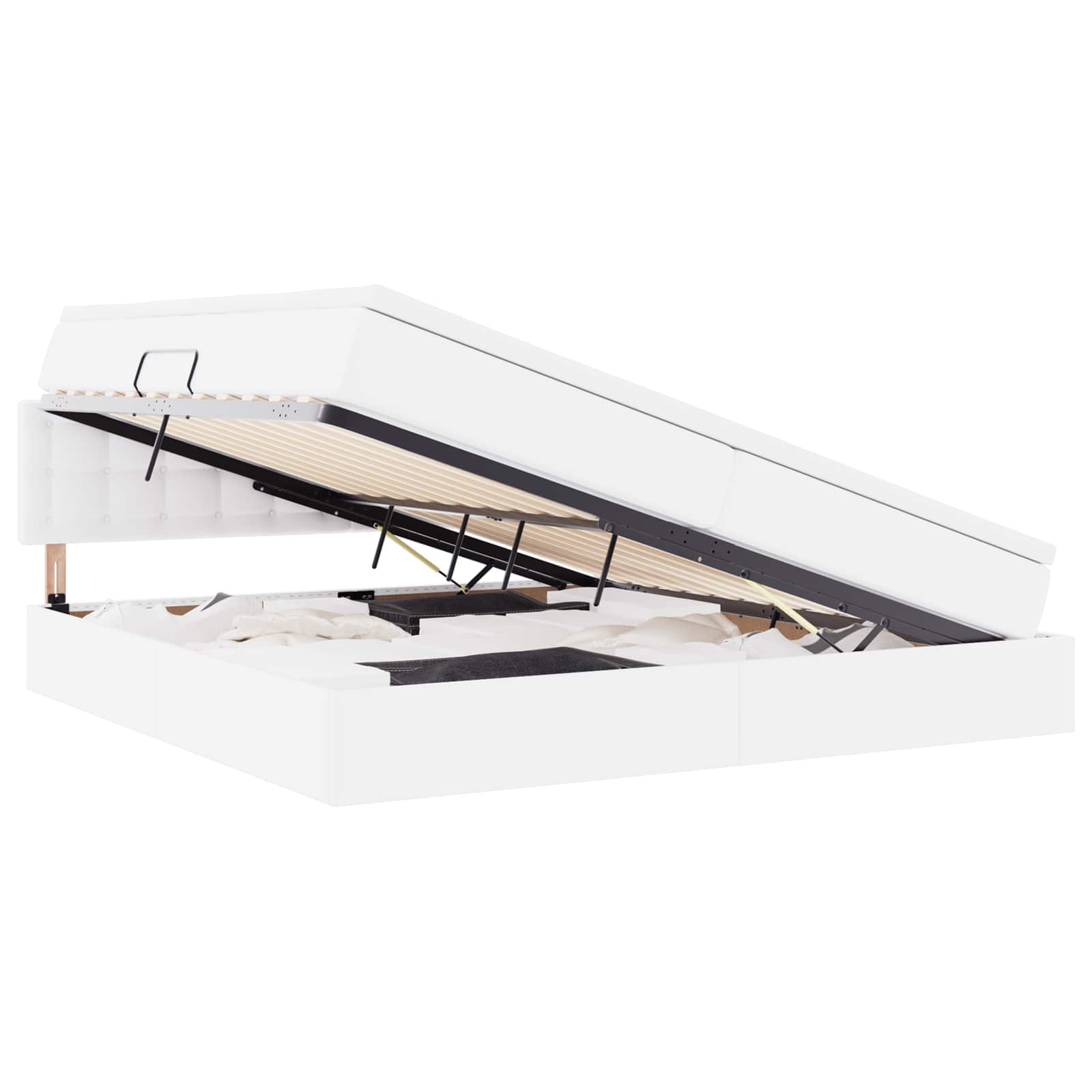 Letto con contenitore e materasso Bianco Puro 200 x 200 cm | homemem39