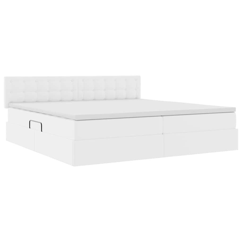 Letto con contenitore e materasso Bianco Puro 200 x 200 cm