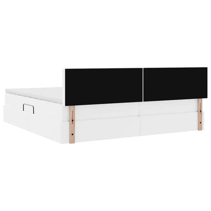 Letto con contenitore e materasso Bianco Puro 200 x 200 cm | homemem39