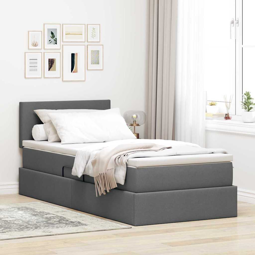 Letto con contenitore e materasso Grigio scuro 90 x 190 cm | homemem39