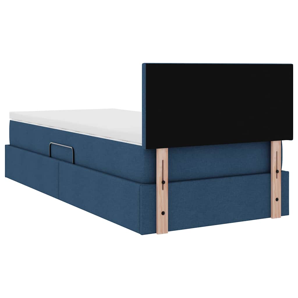 Letto con contenitore e materasso con testiera Blu 90 x 190 cm