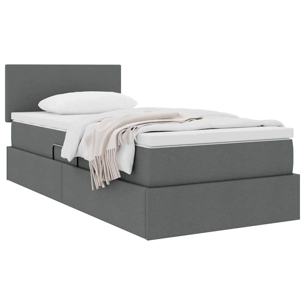 Letto con contenitore e materasso Grigio scuro 100 x 200 cm