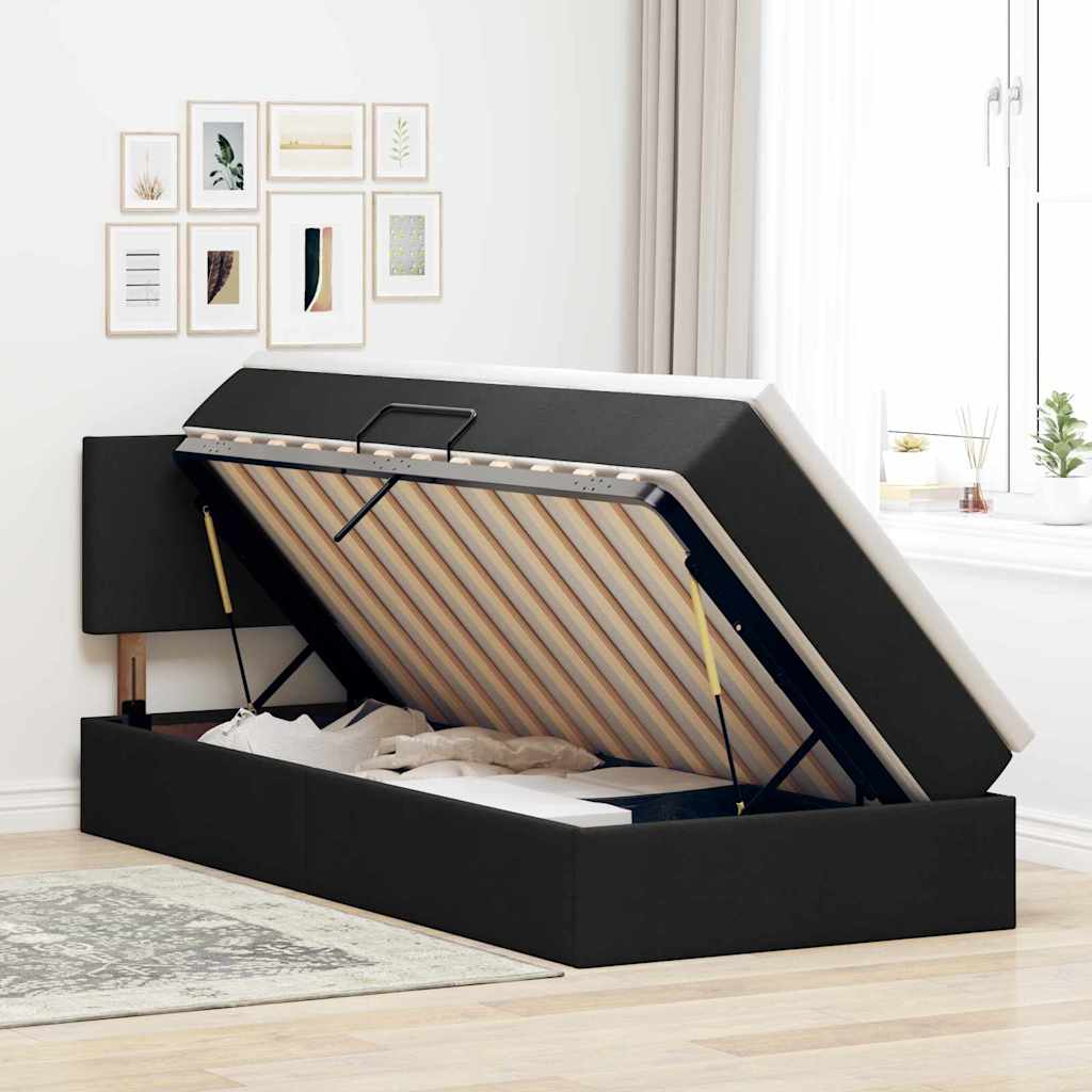 Letto con contenitore e materasso Nero 100 x 200 cm | homemem39