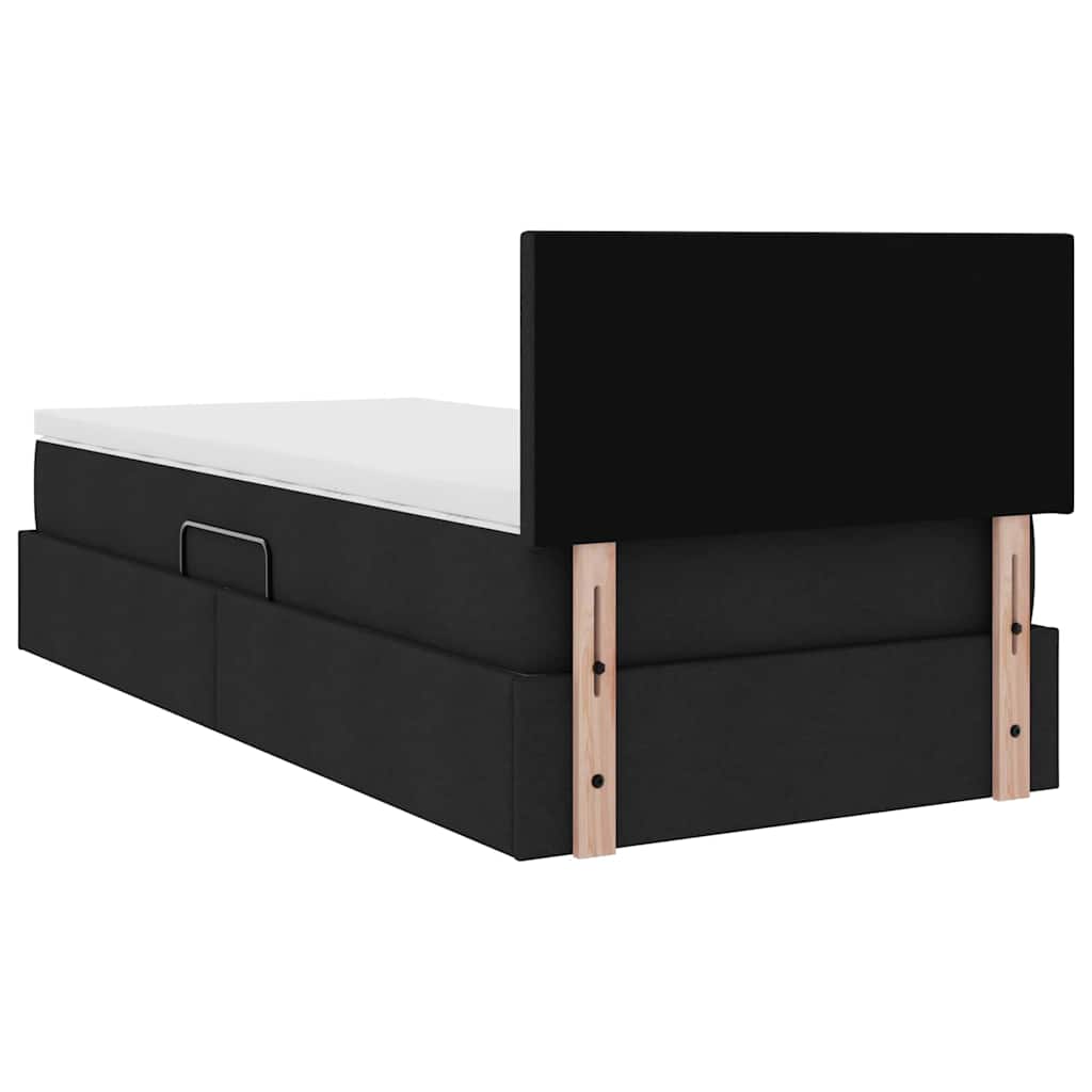Letto con contenitore e materasso Nero 100 x 200 cm