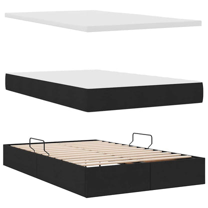 Letto con contenitore e materasso Nero 120 x 190 cm