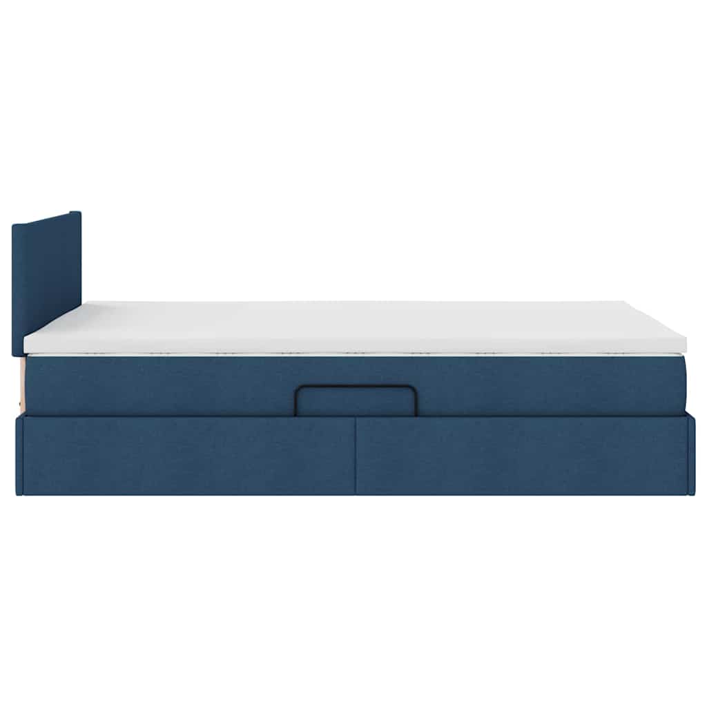 Letto con contenitore e materasso con testiera Blu 120 x 200 cm | homemem39