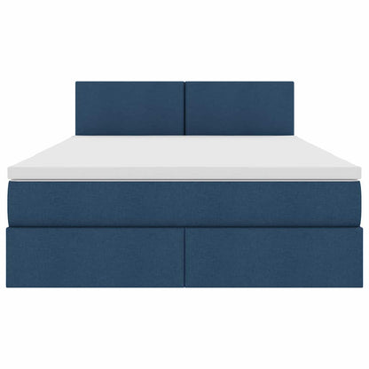 Letto con contenitore e materasso con testiera Blu 140 x 190 cm | homemem39