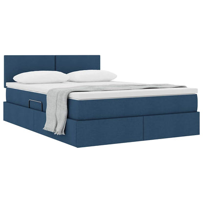 Letto con contenitore e materasso con testiera Blu 140 x 200 cm | homemem39