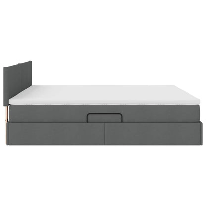 Letto con contenitore e materasso Grigio scuro 160 x 200 cm