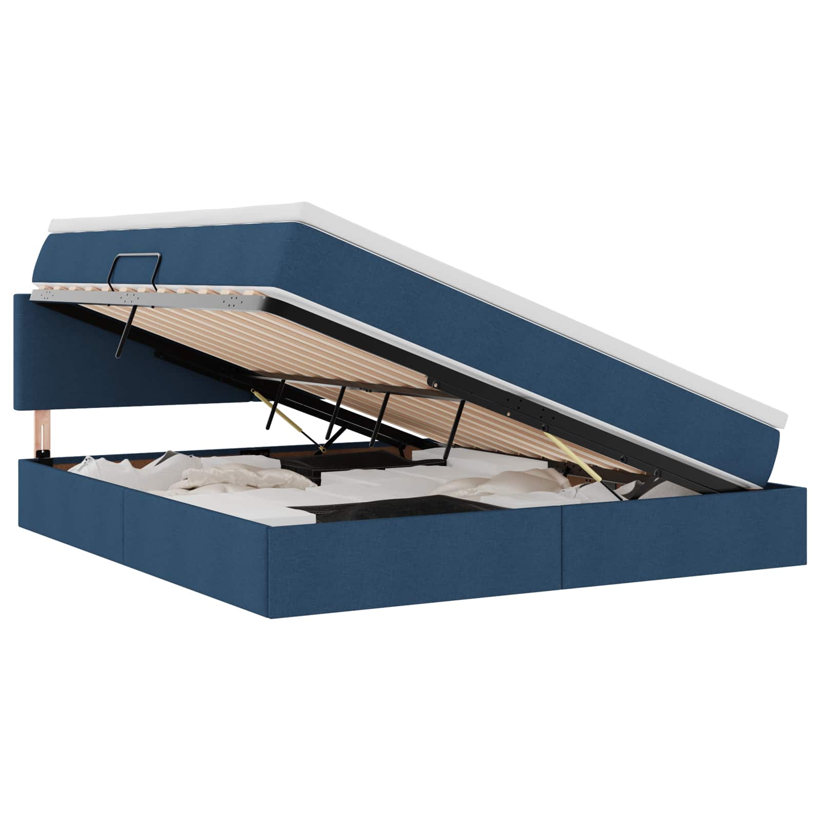 Letto con contenitore e materasso con testiera Blu 160 x 200 cm | homemem39