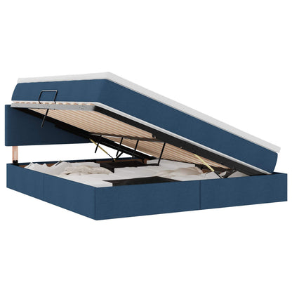 Letto con contenitore e materasso con testiera Blu 160 x 200 cm | homemem39