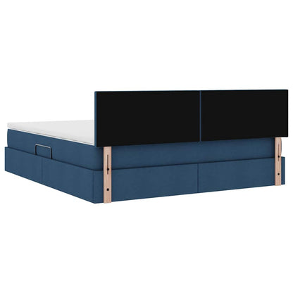 Letto con contenitore e materasso con testiera Blu 180 x 200 cm