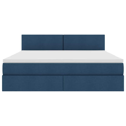 Letto con contenitore e materasso con testiera Blu 180 x 200 cm | homemem39