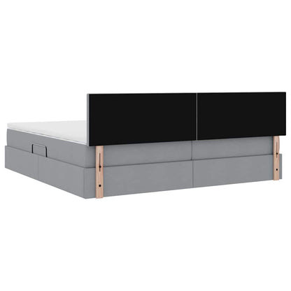 Letto con contenitore e materasso Grigio chiaro 200 x 200 cm | homemem39