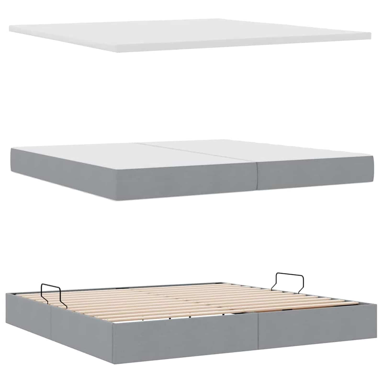 Letto con contenitore e materasso Grigio chiaro 200 x 200 cm | homemem39