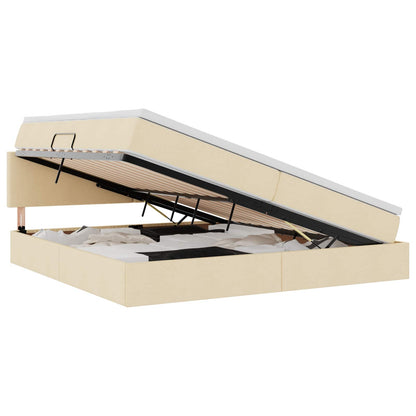 Letto con contenitore e materasso Crema 200 x 200 cm