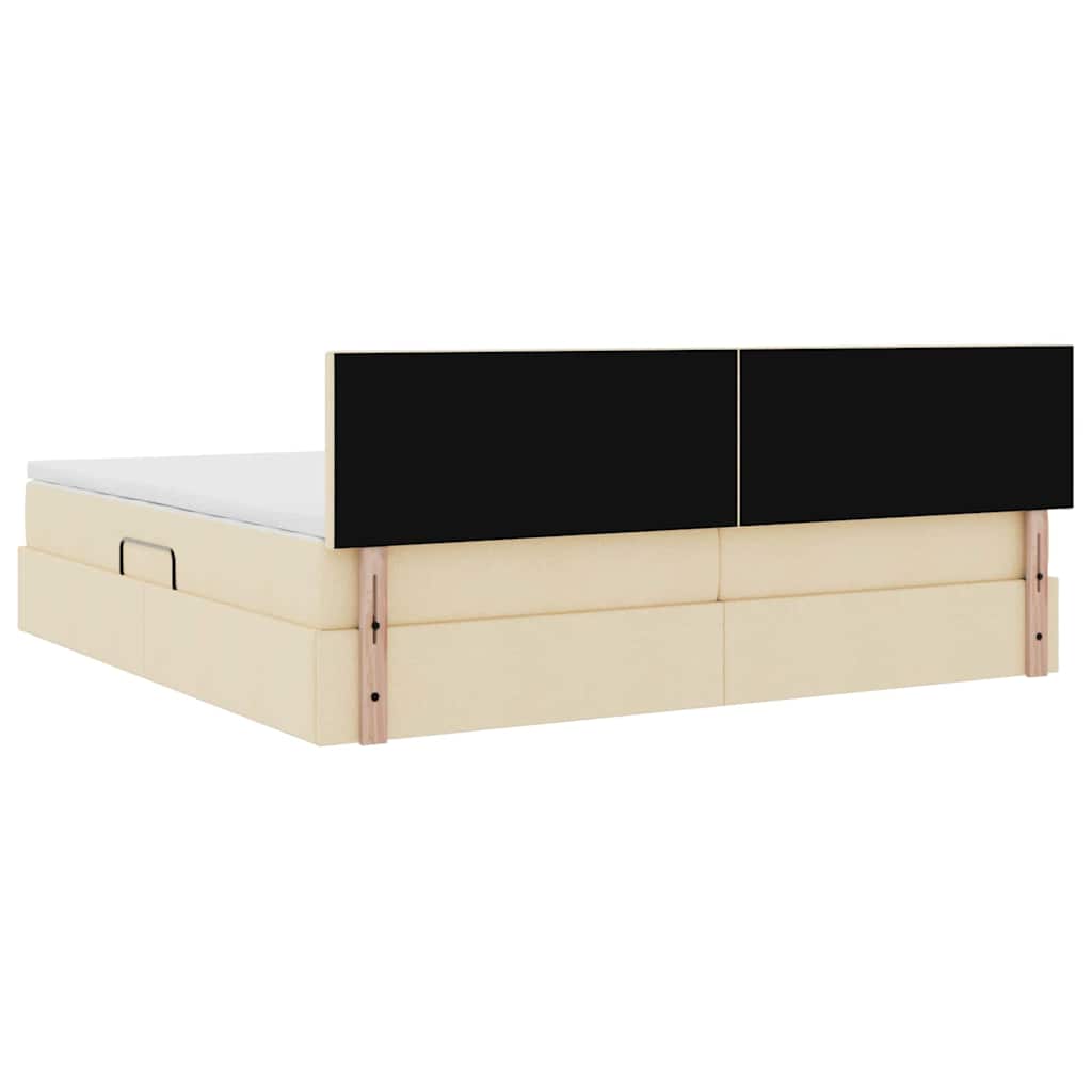 Letto con contenitore e materasso Crema 200 x 200 cm