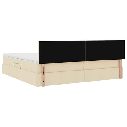 Letto con contenitore e materasso Crema 200 x 200 cm