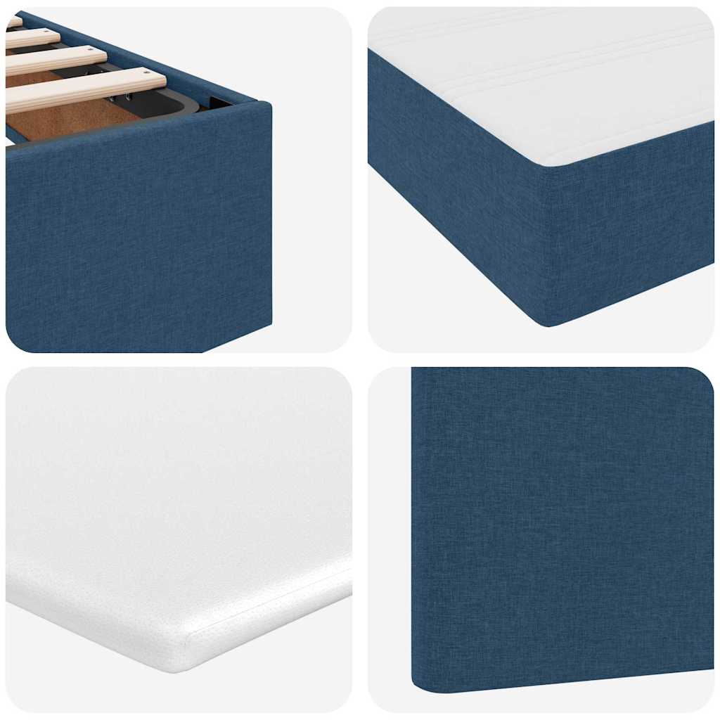 Letto con contenitore e materasso con testiera Blu 200 x 200 cm