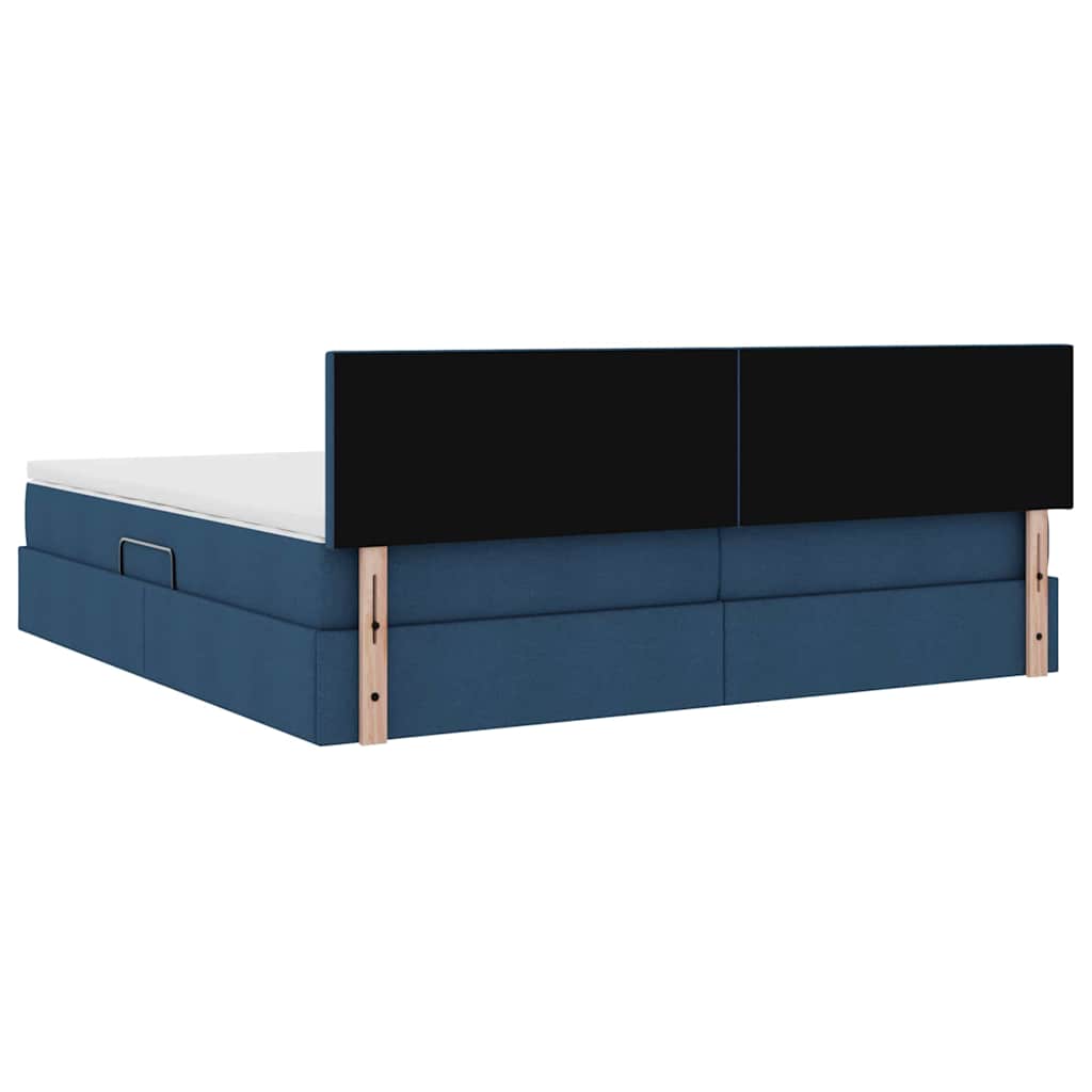 Letto con contenitore e materasso con testiera Blu 200 x 200 cm | homemem39