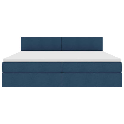 Letto con contenitore e materasso con testiera Blu 200 x 200 cm | homemem39
