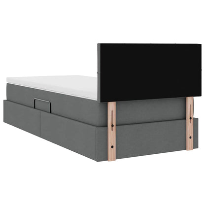Letto con contenitore e materasso Grigio scuro 90 x 190 cm