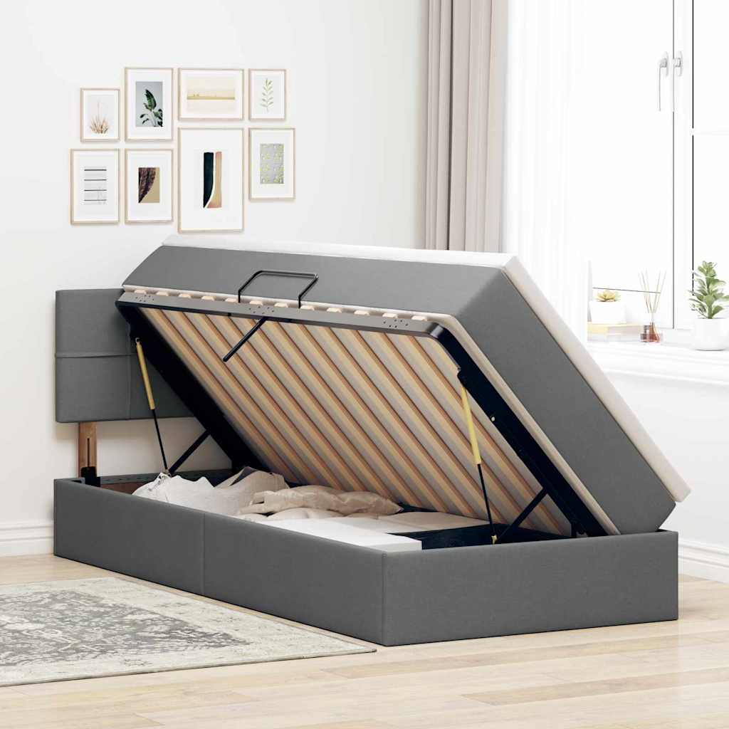 Letto con contenitore e materasso Grigio scuro 90 x 200 cm | homemem39