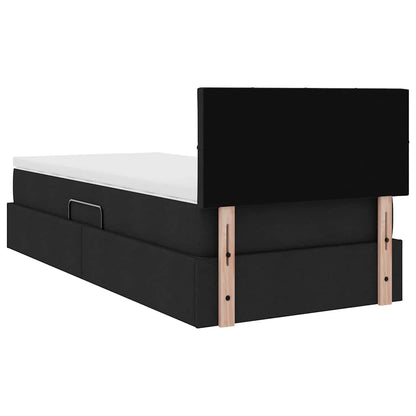 Letto con contenitore e materasso con testiera Nero 90 x 200 cm