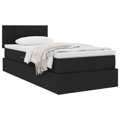 Letto con contenitore e materasso con testiera Nero 90 x 200 cm | homemem39