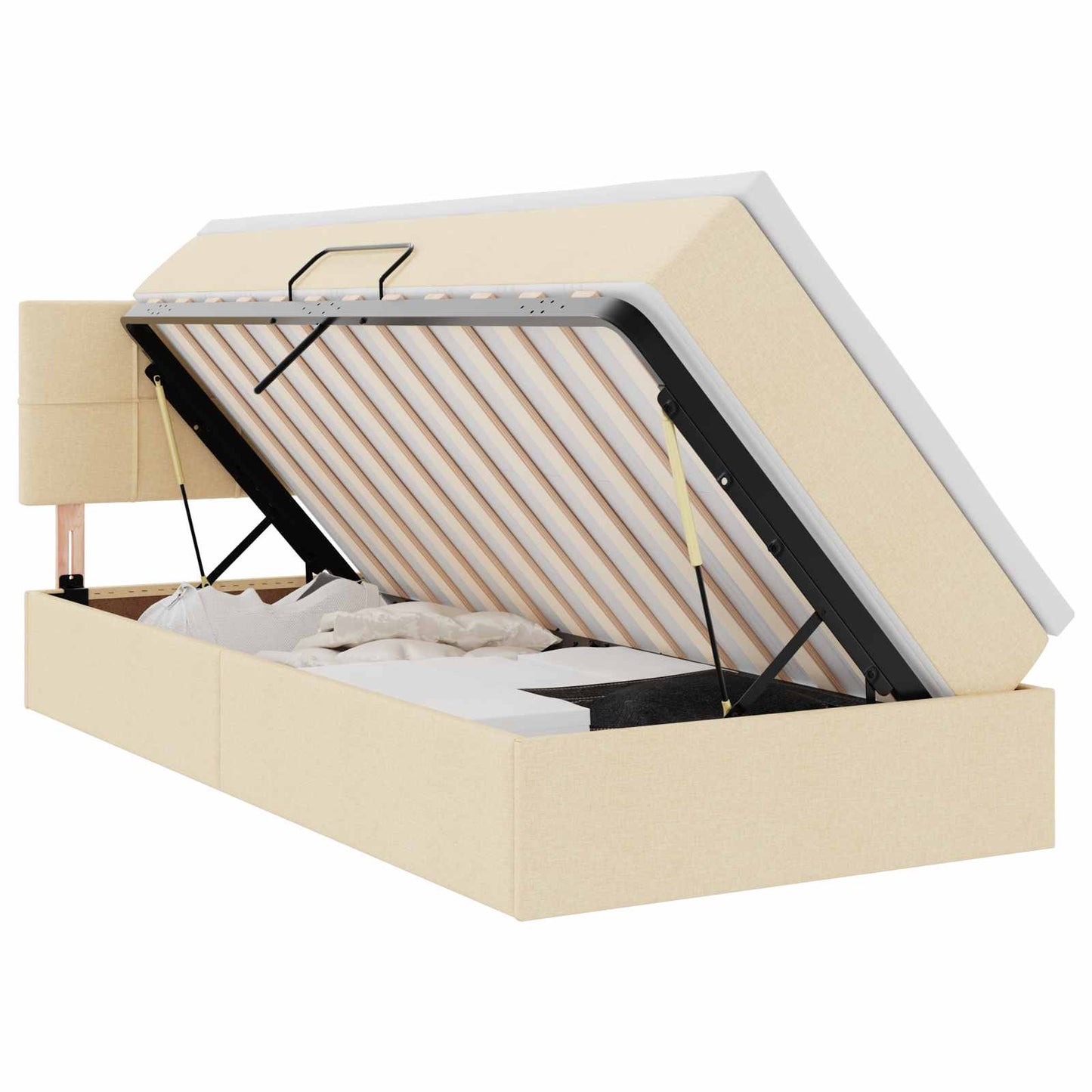 Letto con contenitore e materasso Crema 90 x 200 cm | homemem39