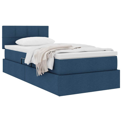 Letto con contenitore e materasso con testiera Blu 100 x 200 cm | homemem39
