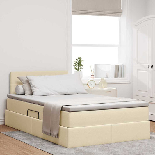 Letto con contenitore e materasso Crema 120 x 190 cm Velluto